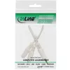 Cabo estéreo em Y InLine 3,5 mm jack macho para 2 x 3,5 mm jack fêmea branco/dourado, 0,1 m