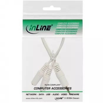 Cabo estéreo em Y InLine 3,5 mm jack macho para 2 x 3,5 mm jack fêmea branco/dourado, 0,1 m