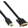 Cabo InLine Mini DisplayPort macho para DVI-D 24+1 macho, preto/dourado, 2 m