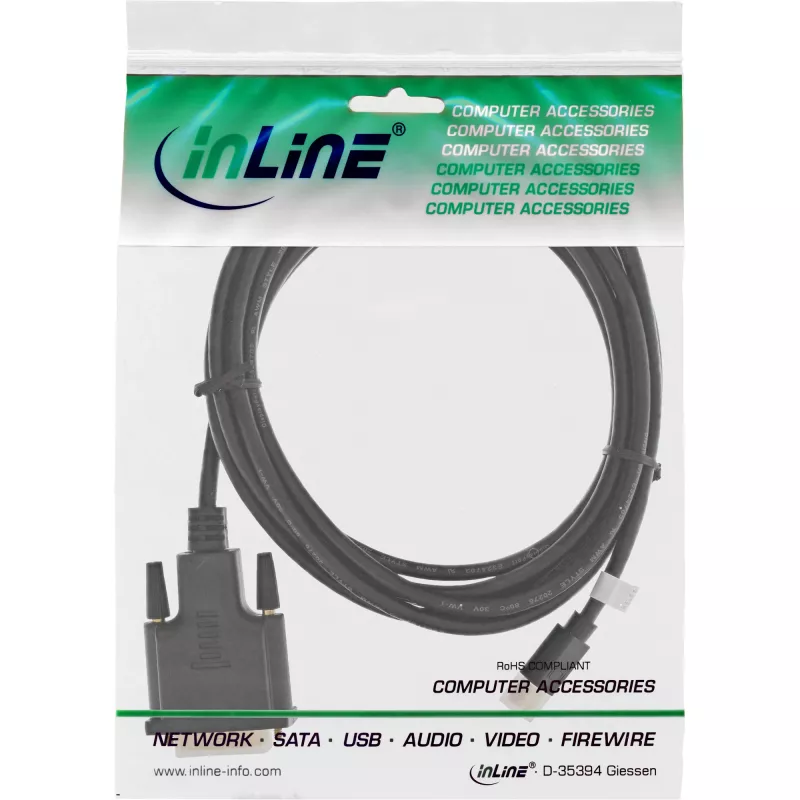 Cabo InLine Mini DisplayPort macho para DVI-D 24+1 macho, preto/dourado, 2 m