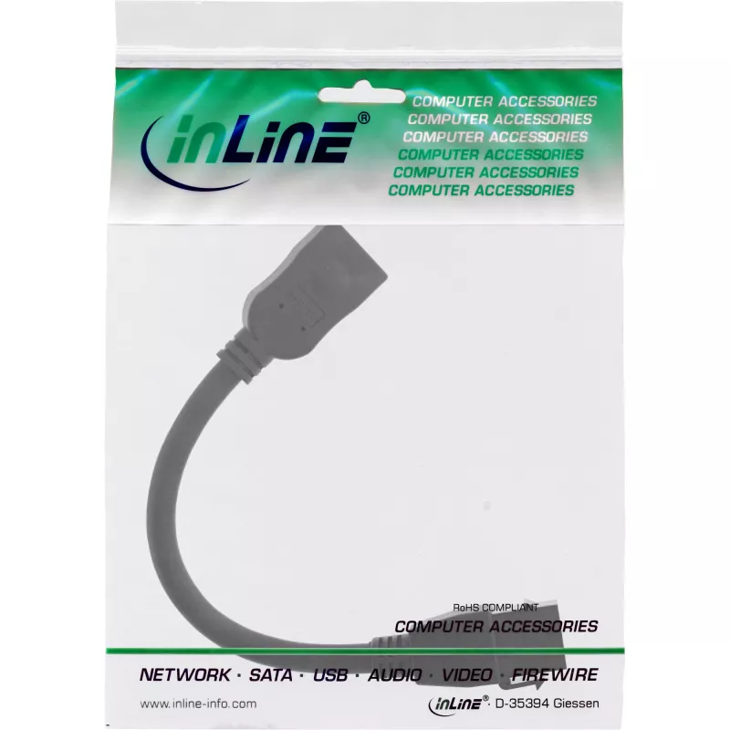 Cabo adaptador InLine HDMI Keystone 4K/60 Hz, HDMI A fêmea/fêmea, preto, 0,2 m