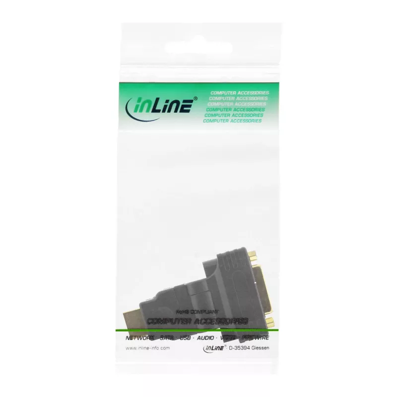 Adaptador InLine HDMI para DVI HDMI macho / 24+1 fêmea 180° angular dourado