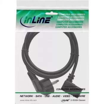 Cabo de alimentação InLine, CEE 7/7 angular / IEC C13 macho 3 pinos angular, 1,8 m