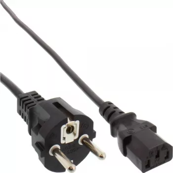 Cabo de alimentação InLine, CEE 7/7 reto / IEC C13 macho 3 pinos, preto, 1,8 m