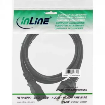 Cabo de alimentação InLine, CEE 7/7 reto / IEC C13 macho 3 pinos, preto, 1,8 m