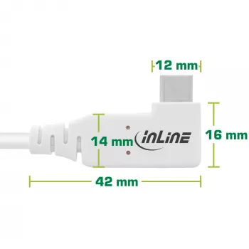 Cabo USB4 InLine, USB-C, angular de um lado, PD 240W, 8K60Hz, TPE, branco, 2m