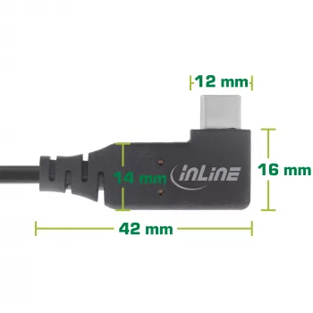 Cabo USB4 InLine, USB-C, angular de um lado, PD 240W, 8K60Hz, TPE, preto, 2m