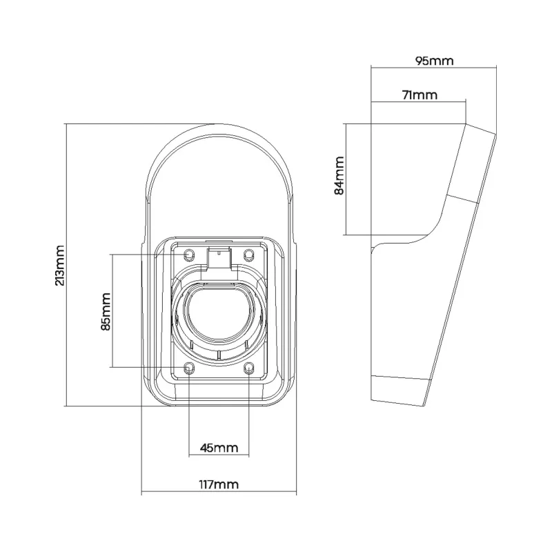 Suporte universal para cabo de carregamento EV InLine, preto, 117x95x213 mm