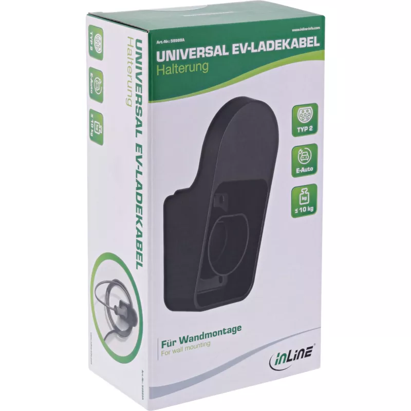 Suporte universal para cabo de carregamento EV InLine, preto, 117x95x213 mm