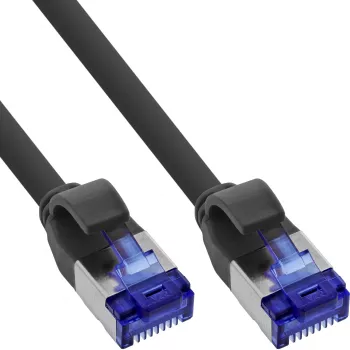 Cabo patch slim InLine, Cat.6A, S/FTP, TPE (LSZH) flexível, PoE, preto, 30 m