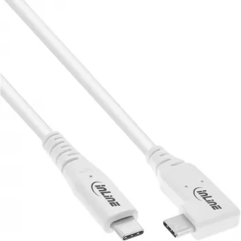 Cabo USB4 InLine, USB-C, angular de um lado, PD 240W, 8K60Hz, TPE, branco, 0,5 m