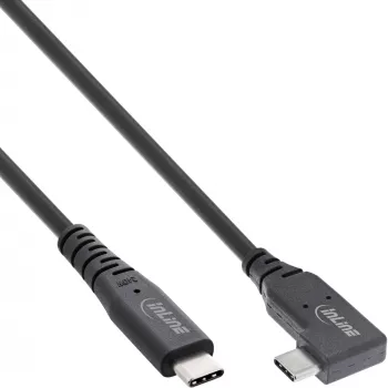 Cabo USB4 InLine, USB-C, angular de um lado, PD 240W, 8K60Hz, TPE, preto, 0,5m