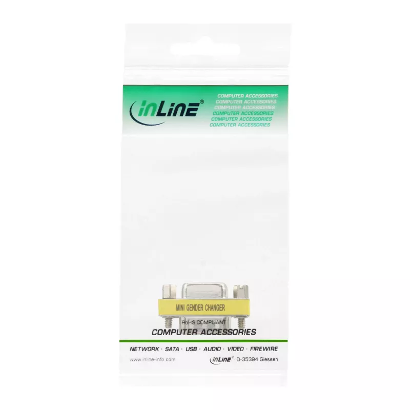 Mini adaptador InLine 15 pinos HD VGA / S-VGA macho/fêmea