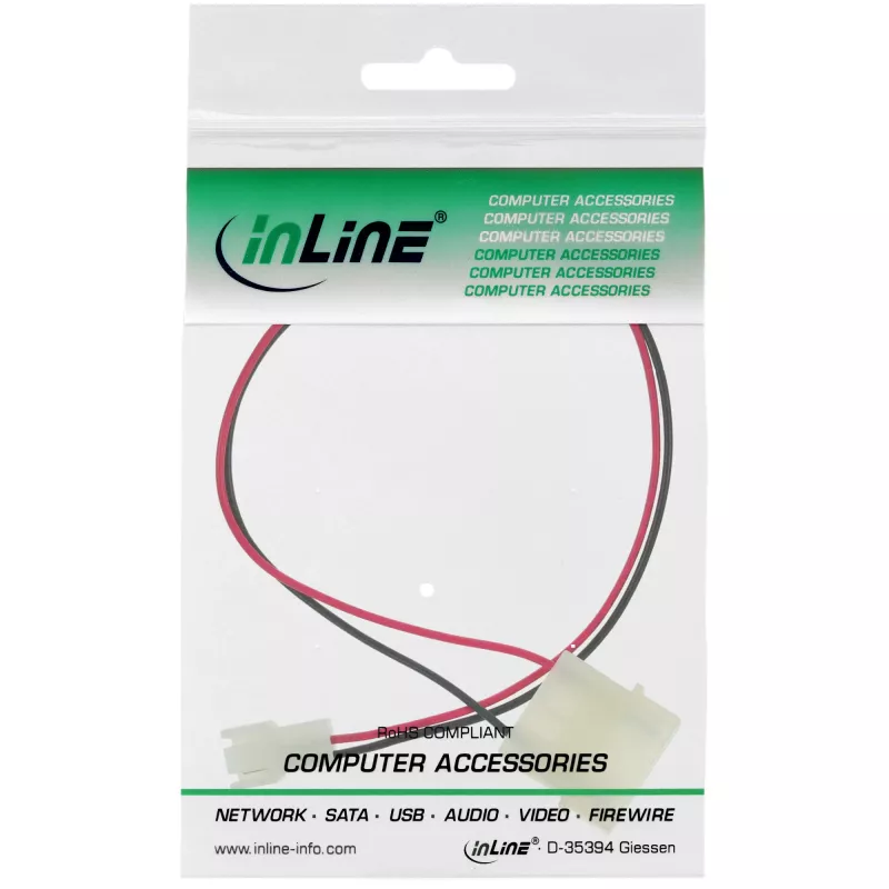 Cabo adaptador de tensão para ventoinha InLine 12V / 7V 0,3 m