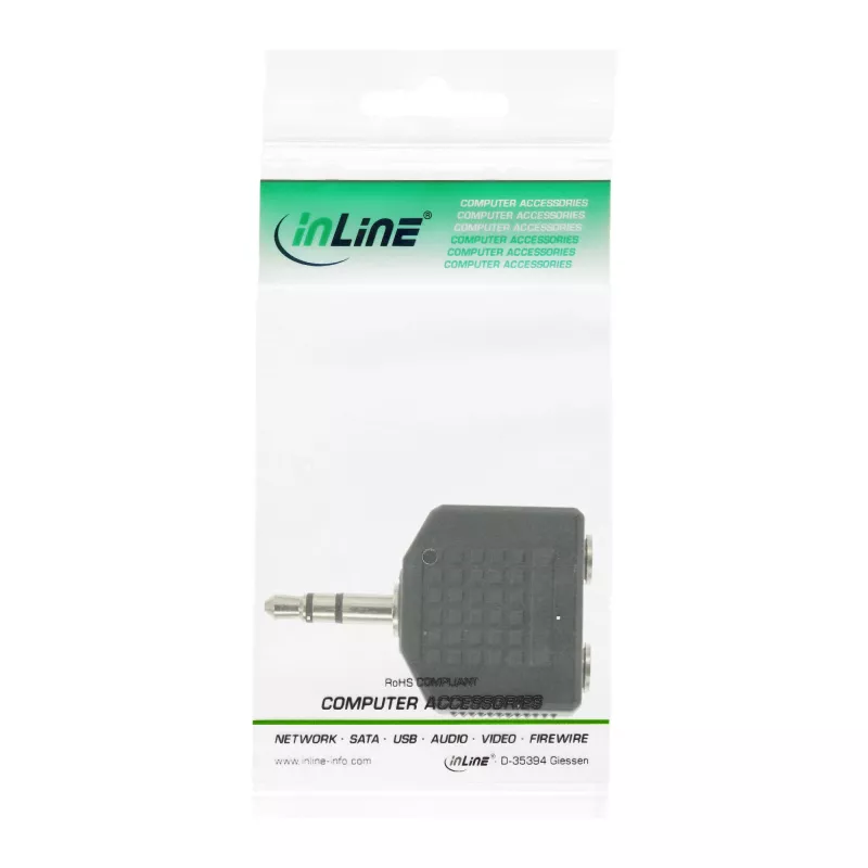 Adaptador de áudio InLine 3,5 mm macho / 2x 3,5 mm fêmea estéreo