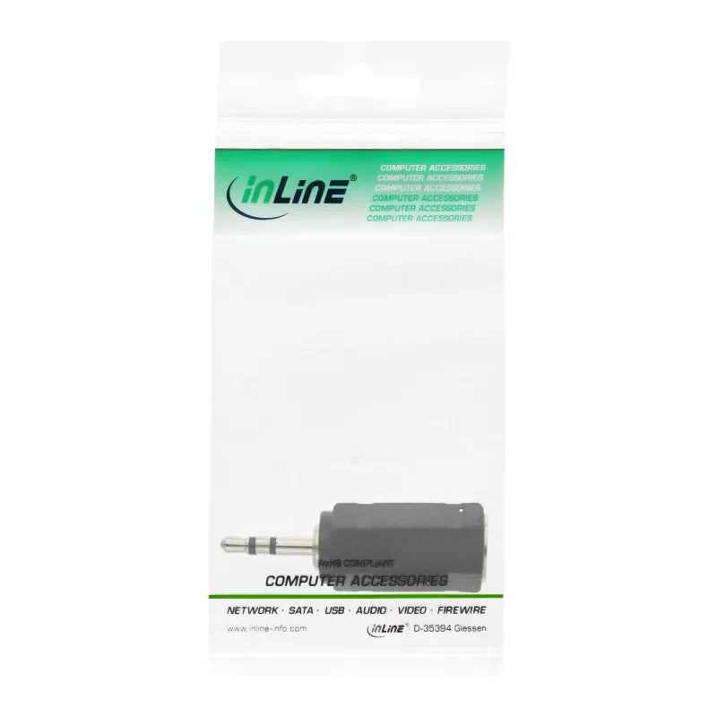 Adaptador de áudio InLine 2,5 mm macho / 3,5 mm fêmea estéreo 99308