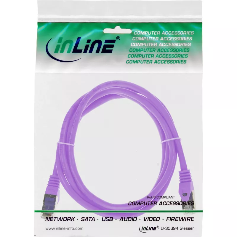 Cabo patch InLine 72502P SF/UTP Cat5e 2 m violeta