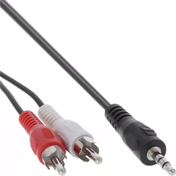 Cabo de áudio InLine 2x RCA macho / 3,5 mm macho estéreo 5 m