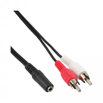 Cabo de áudio 2x ficha RCA / conector fêmea jack 3,5 mm estéreo 0,2 m InLine 89940L