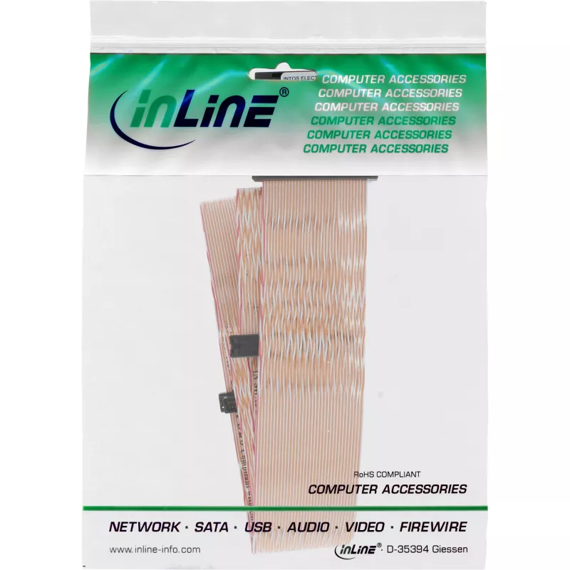 Cabo plano SCSI U320 InLine, 68 pinos, para 2 dispositivos, com terminador