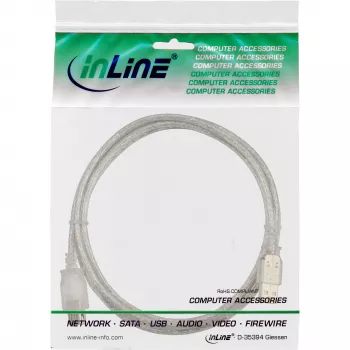 Cabo de extensão USB 2.0 Type-A macho/fêmea InLine 34618 2 m transparente