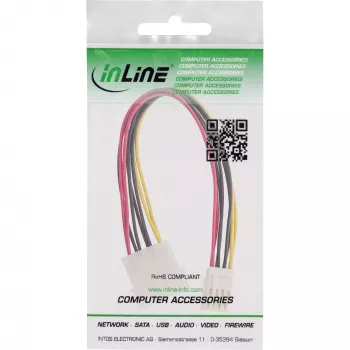 Cabo de alimentação Y interno InLine 1x Molex 5,25 polegadas / 2x Floppy 3,5 polegadas 0,20 m