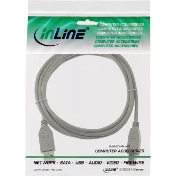Cabo USB 2.0 Type-A macho / Type-B macho bege 2 m InLine 34518H