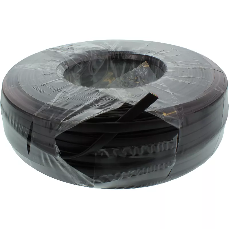 Cabo modular InLine 6 condutores cabo plano preto 100 m rolo