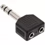 Adaptador de áudio InLine ficha jack 6,3 mm estéreo / 2x conector fêmea jack 3,5 mm estéreo