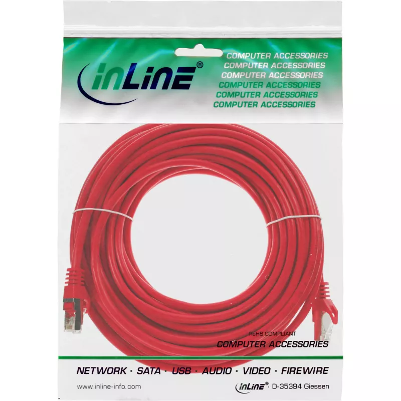 Cabo de rede InLine SF/UTP Cat.5e vermelho 7,5 m