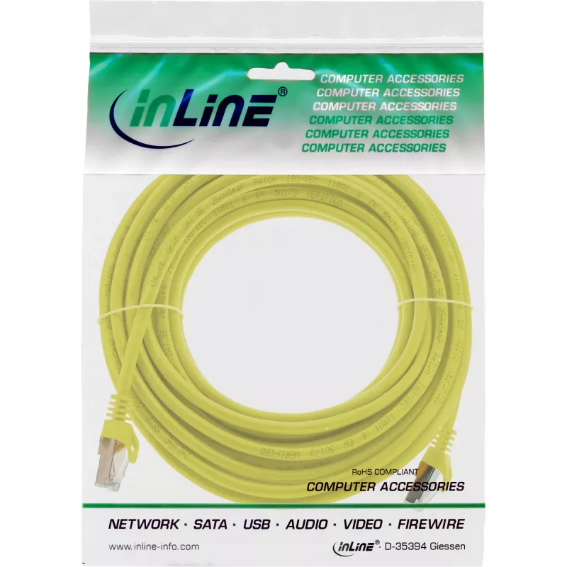 Cabo de rede InLine SF/UTP Cat.5e amarelo 7,5 m