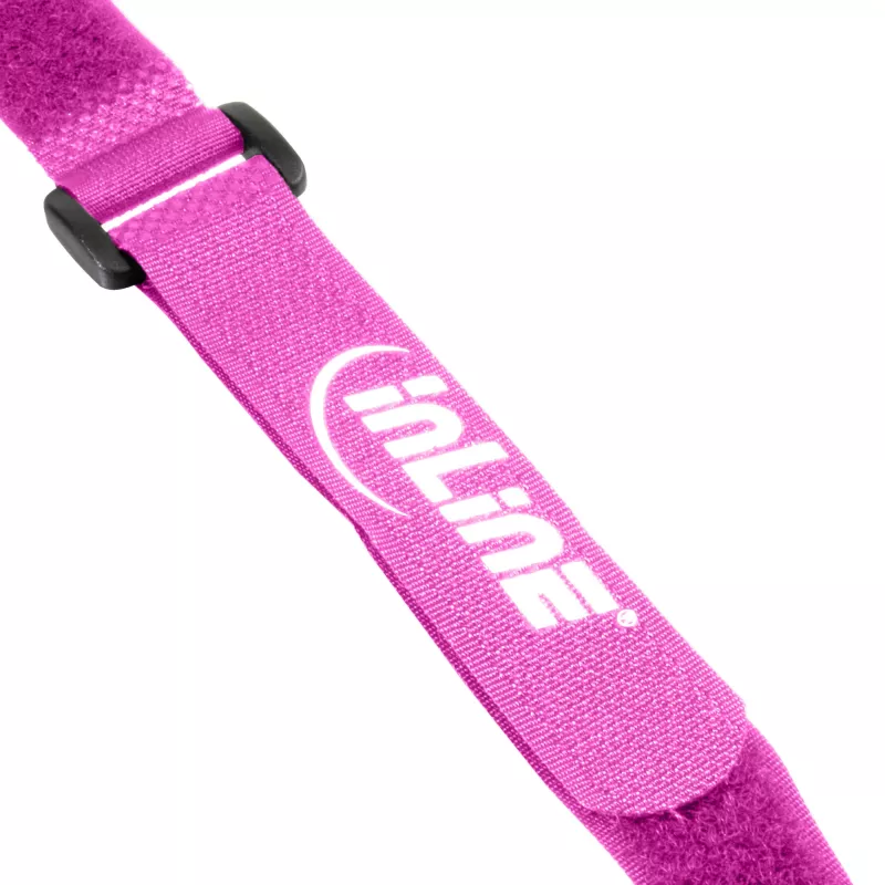 Abraçadeiras de cabos InLine com fecho de velcro 20 x 200 mm, 10 unid., rosa
