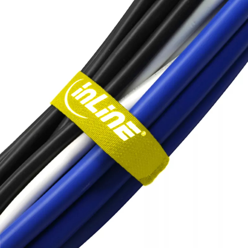 InLine Abraçadeiras de velcro para cabos, 20 x 300 mm, 10 unid., amarelo