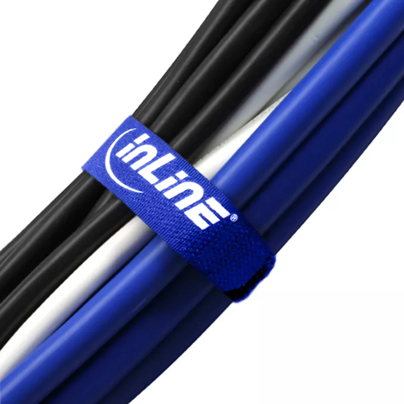 Abraçadeiras de cabos InLine com fecho de velcro 20 x 400 mm 10 unid. azul
