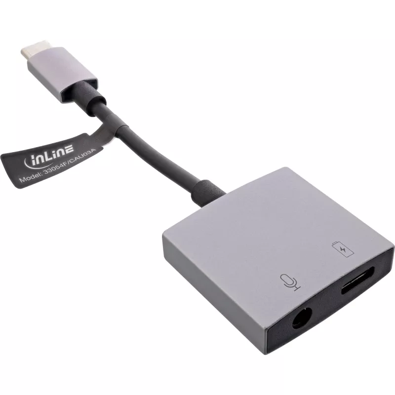 Cabo adaptador de áudio USB-C InLine, USB-C para jack 3,5 mm + PD 30 W