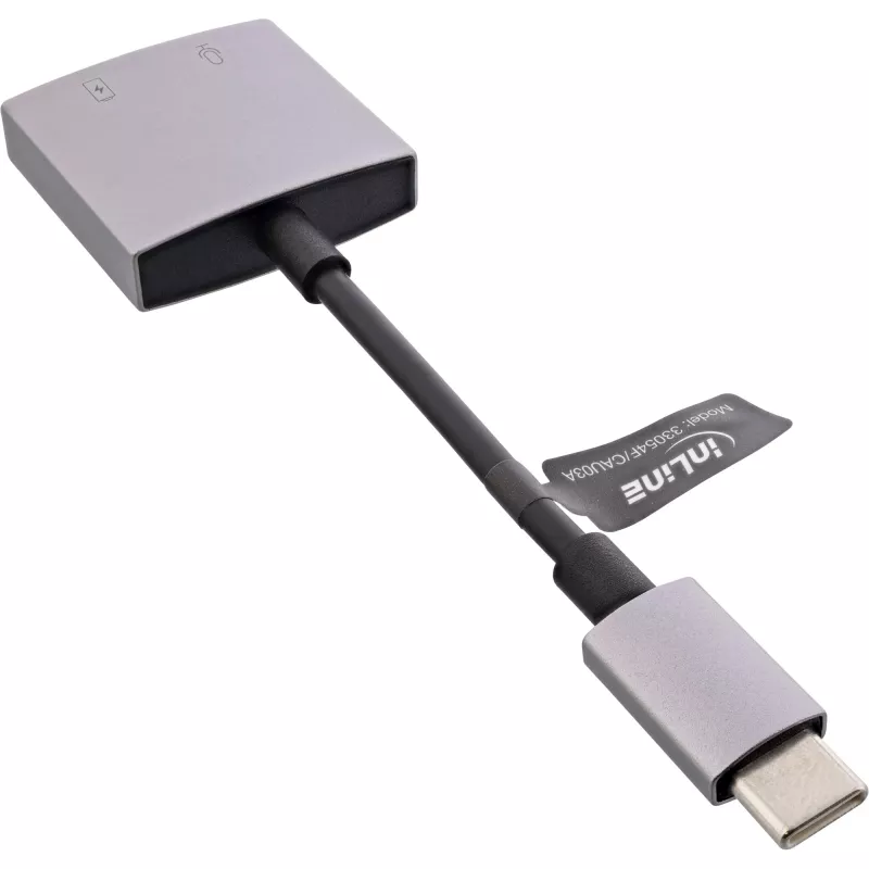 Cabo adaptador de áudio USB-C InLine, USB-C para jack 3,5 mm + PD 30 W