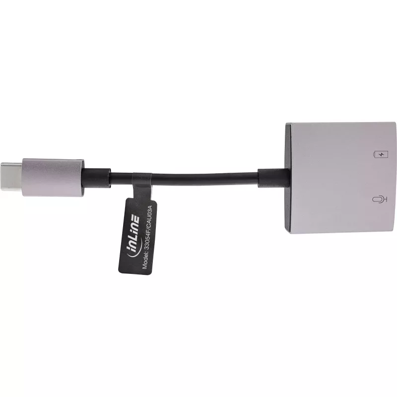 Cabo adaptador de áudio USB-C InLine, USB-C para jack 3,5 mm + PD 30 W