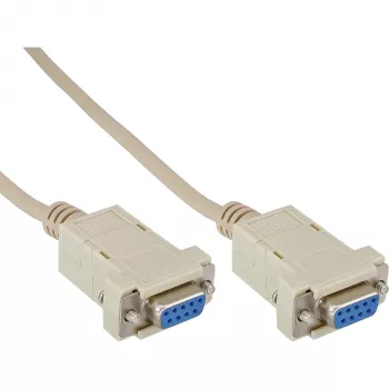 Cabo null modem InLine 9 pinos fêmea/fêmea blindado 2 m bege