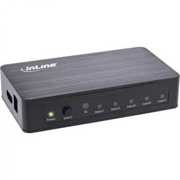 Comutador HDMI InLine 5 portas 4K2K@60Hz HDCP 2.2 preto