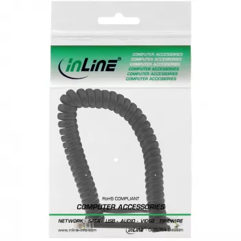 Cabo telefónico em espiral InLine RJ10 4P4C 18893 2m preto