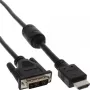 Cabo HDMI-DVI InLine 19 pinos macho / 18+1 macho + núcleo de ferrite preto 1,8 m