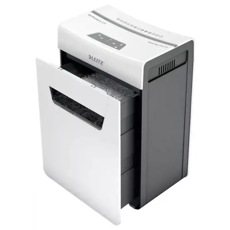 Destruidora de documentos LEITZ IQ Protect Premium 6M P5 – microcorte, 18 L, controlo tátil, 351×204×355 mm