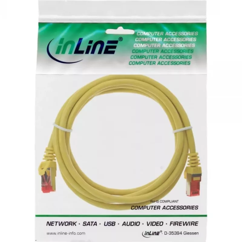Cabo de rede InLine S/FTP PiMF Cat.6 250MHz PVC CCA amarelo 1m
