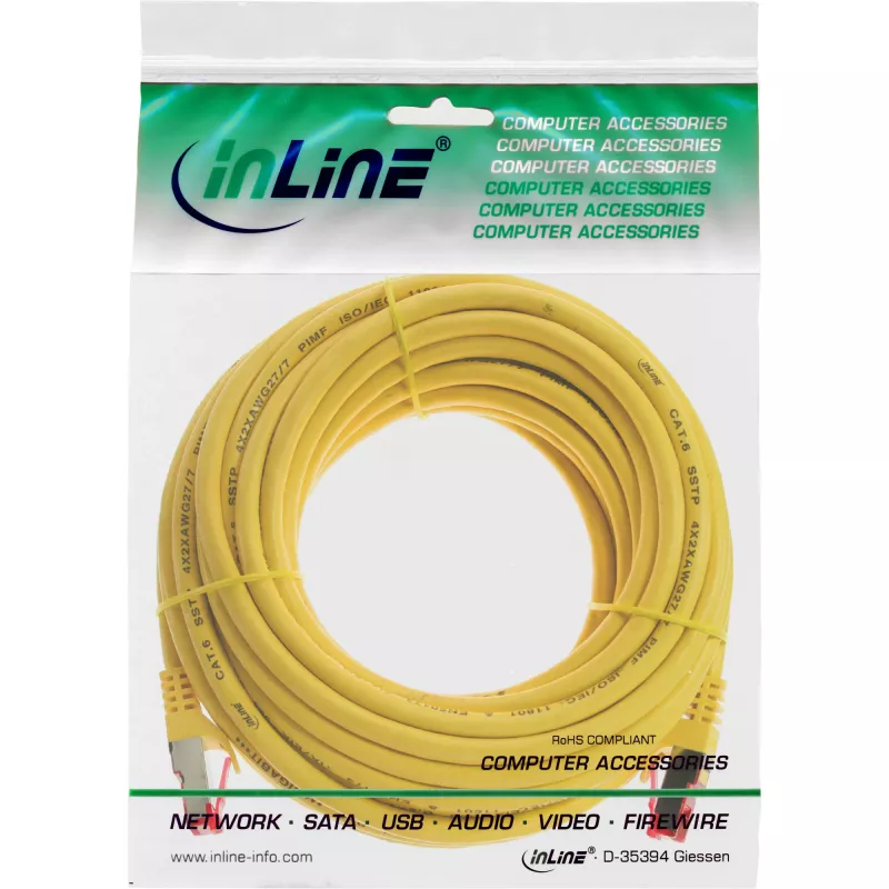 Cabo de rede InLine S/FTP PiMF Cat.6 250MHz PVC CCA amarelo 7,5m