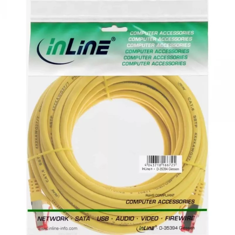 Cabo de rede InLine S/FTP PiMF Cat.6 250MHz PVC CCA amarelo 5m