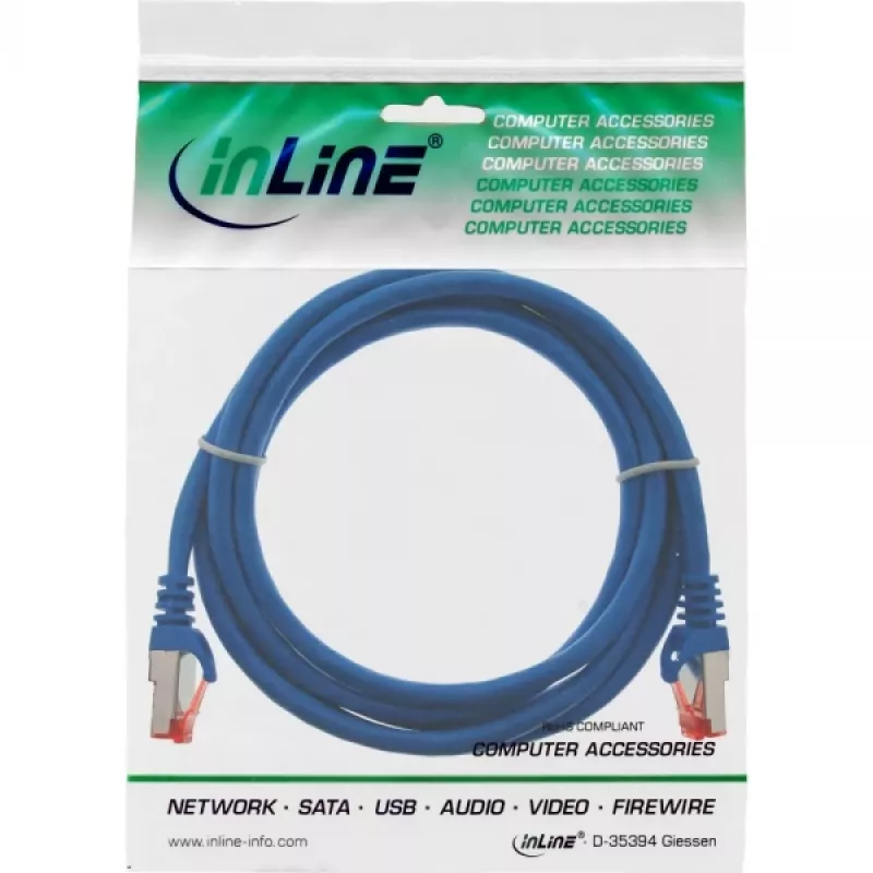 Cabo de rede InLine S/FTP PiMF Cat.6 250MHz PVC CCA azul 0,25 m