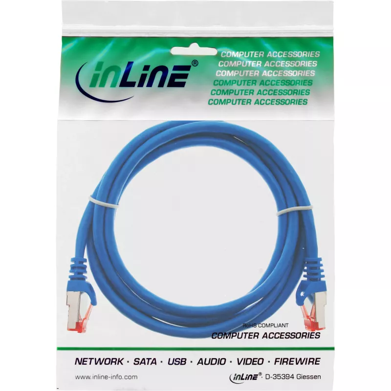 Cabo de rede InLine S/FTP PiMF Cat.6 250MHz PVC CCA azul 1,5m