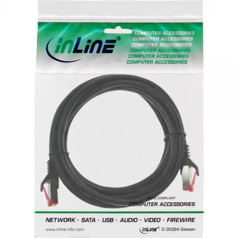 Cabo de rede InLine S/FTP PiMF Cat.6 250MHz PVC CCA preto 1,5 m