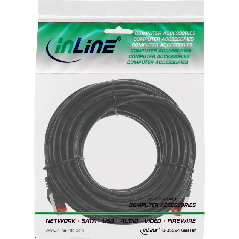 Cabo de rede InLine S/FTP PiMF Cat.6 250MHz PVC CCA preto 10m