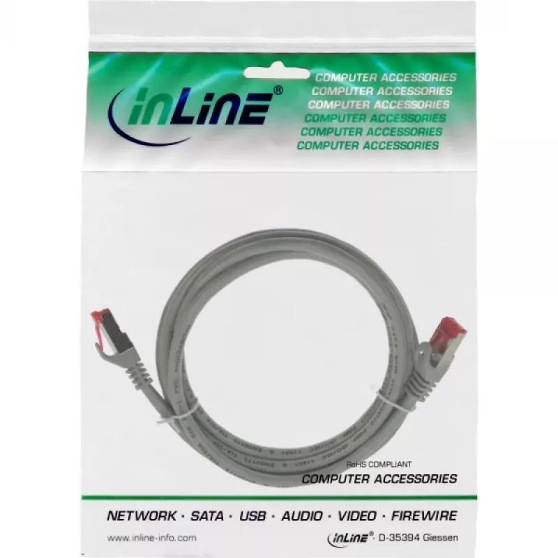Cabo de rede InLine S/FTP PiMF Cat.6 250MHz PVC CCA cinzento 0,5m